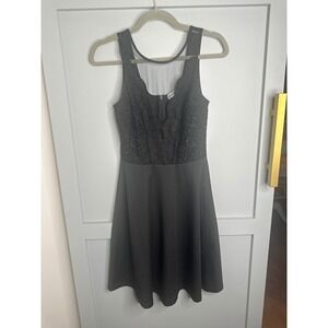 GRACE KARIN Black Lace Mesh Overlay Fit Flare Dress Womens Size Small